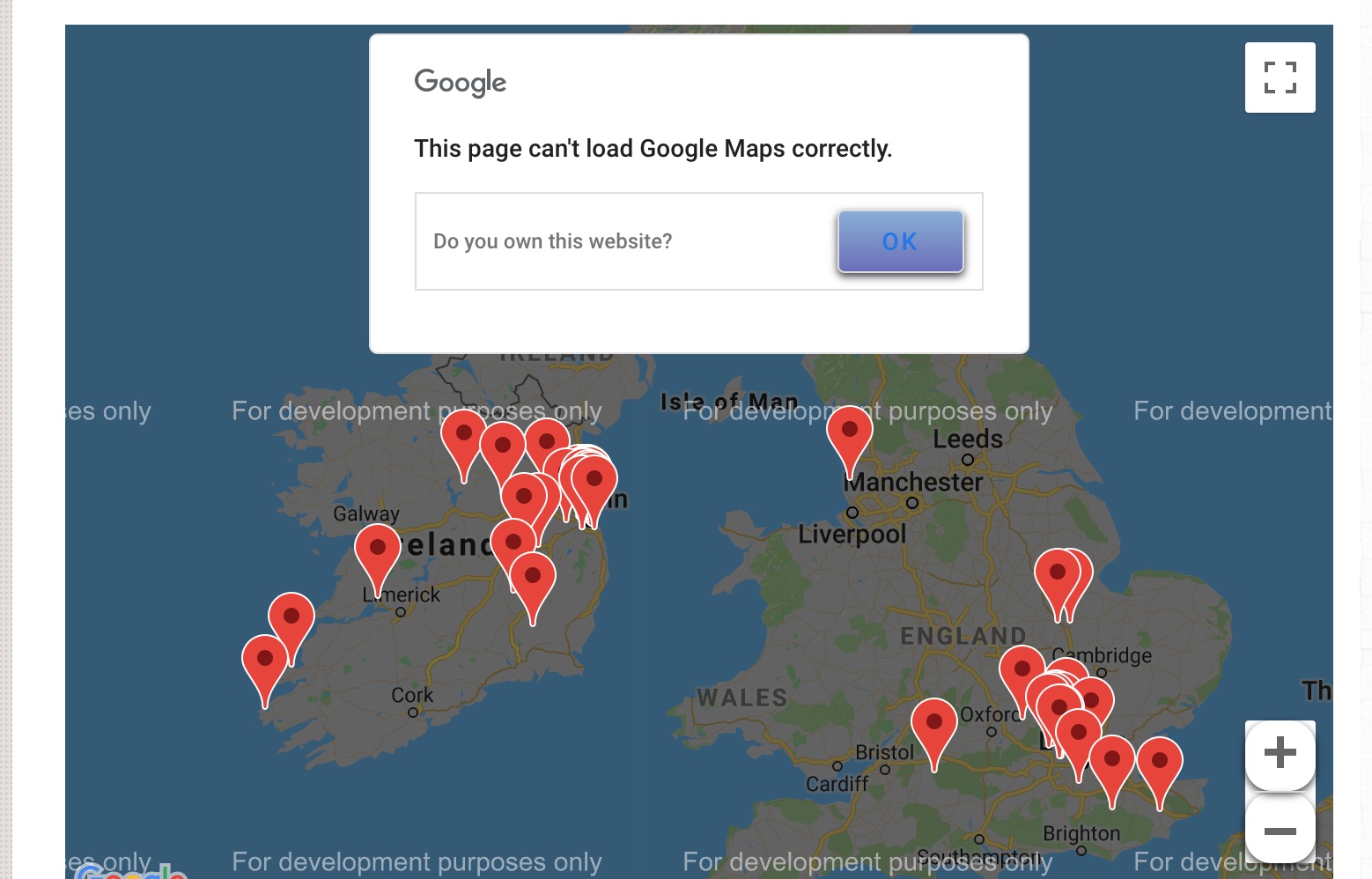 This page can't load Google Maps correctly.